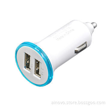 2-port USB car charger for iPhone, iPad, iPod, 5V 2.1A, small in size